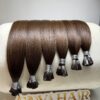 Straight #4 Natural Brown Human Hair Flat Tip Extensions