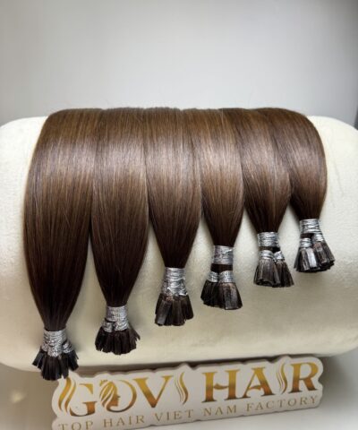 Straight #4 Natural Brown Human Hair Flat Tip Extensions