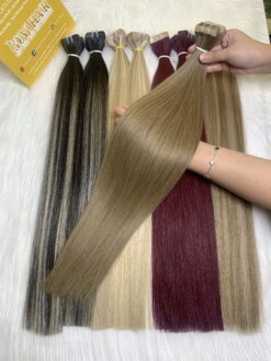 24 Inch Straight #18 Ash Blonde Color Tape In Hair Extensions Premium Human Hair 6 Straight #18 Color Tape In Hair Extension