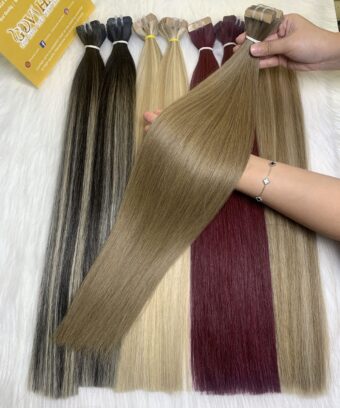 24 Inch Straight #18 Ash Blonde Color Tape In Hair Extensions Premium Human Hair 6 Straight #18 Color Tape In Hair Extension