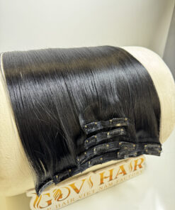 22 Inch Straight #1B Natural Black Color Clip In Hair Extensions 100% Raw Hair 9 #1B Natural Color Clip In Hair Extensions