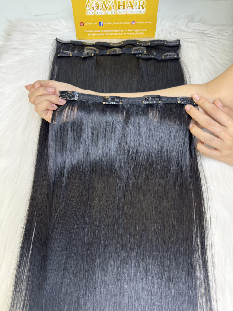Best Clip In Hair Extensions Natural 1B Vietnamese Hair Quality