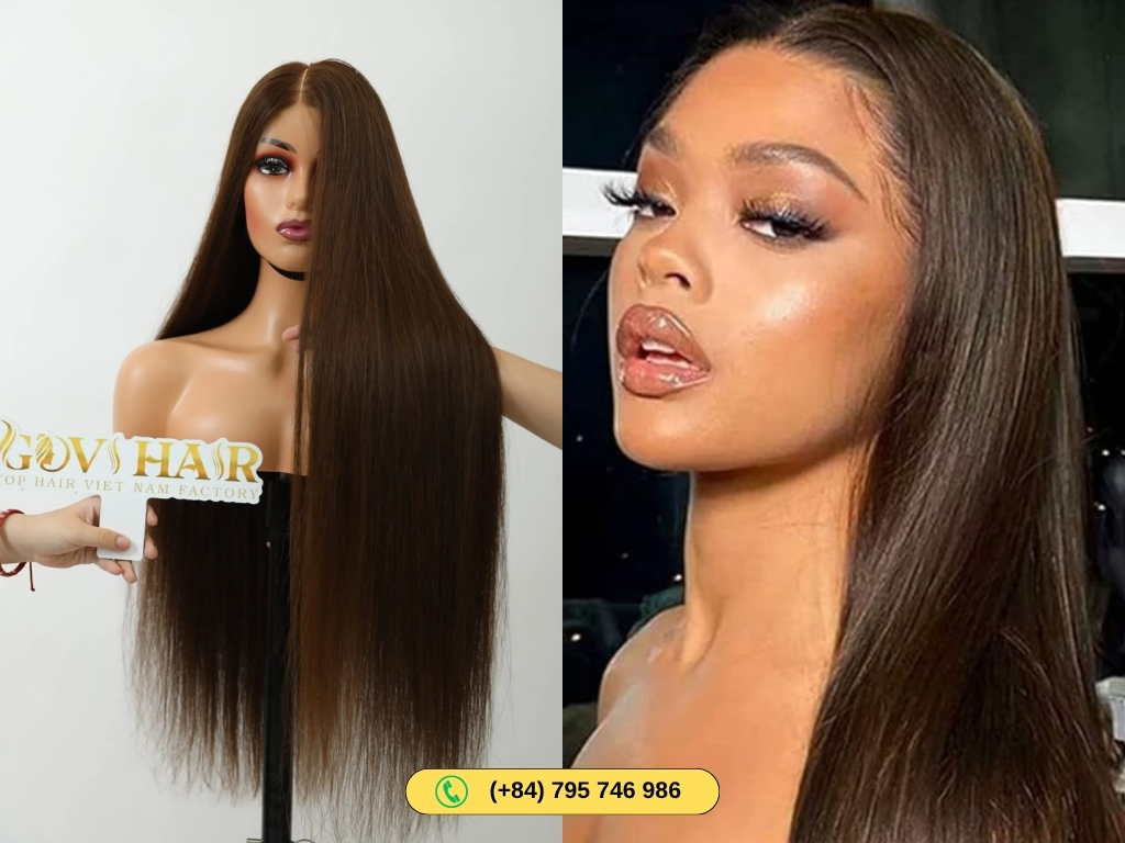Closure Wigs Human Hair #2 Color Natural Looking Vietnamese Hair