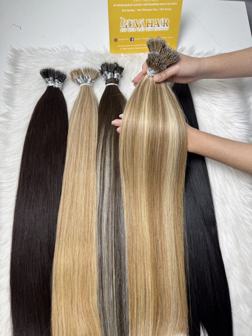 20 Inch Straight Highlight Nano Ring Hair Extensions Human Hair