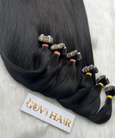 Black Color Seamless Tape In Hair Extensions