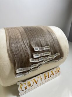 24 Inch Straight Ombre Ash Blonde Color Clip In Hair Extensions 100% Human Hair 7 Ombre Ash Blonde Color Clip In Hair Extensions