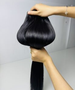 Bone Straight Machine Weft Hair Extensions 24 Inch #1B Natural Black Color For Salon Use 9 26 Inch #1B Natural Black Bone Straight Machine Weft Hair Extensions