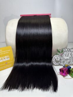 26 Inch #1B Natural Black Bone Straight Machine Weft Hair Extensions