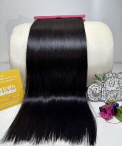 Bone Straight Machine Weft Hair Extensions 24 Inch #1B Natural Black Color For Salon Use 8 26 Inch #1B Natural Black Bone Straight Machine Weft Hair Extensions