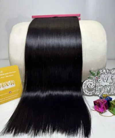 26 Inch #1B Natural Black Bone Straight Machine Weft Hair Extensions