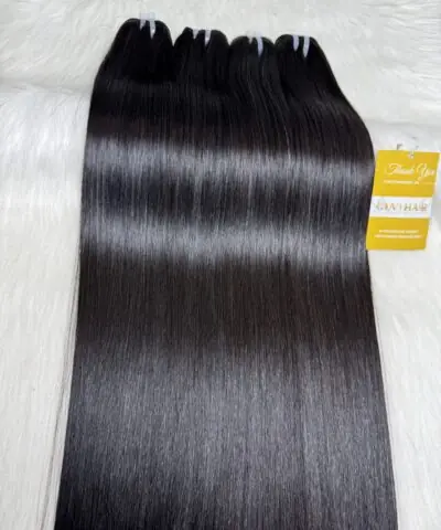 26 Inch #1B Natural Black Bone Straight Machine Weft Hair Extensions