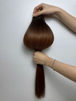 Bone Straight Machine Weft Hair Extensions 24 Inch Ombre Brown Dark Roots Color 7 Ombre Dark Brown Bone Straight Machine Weft Hair Extensions