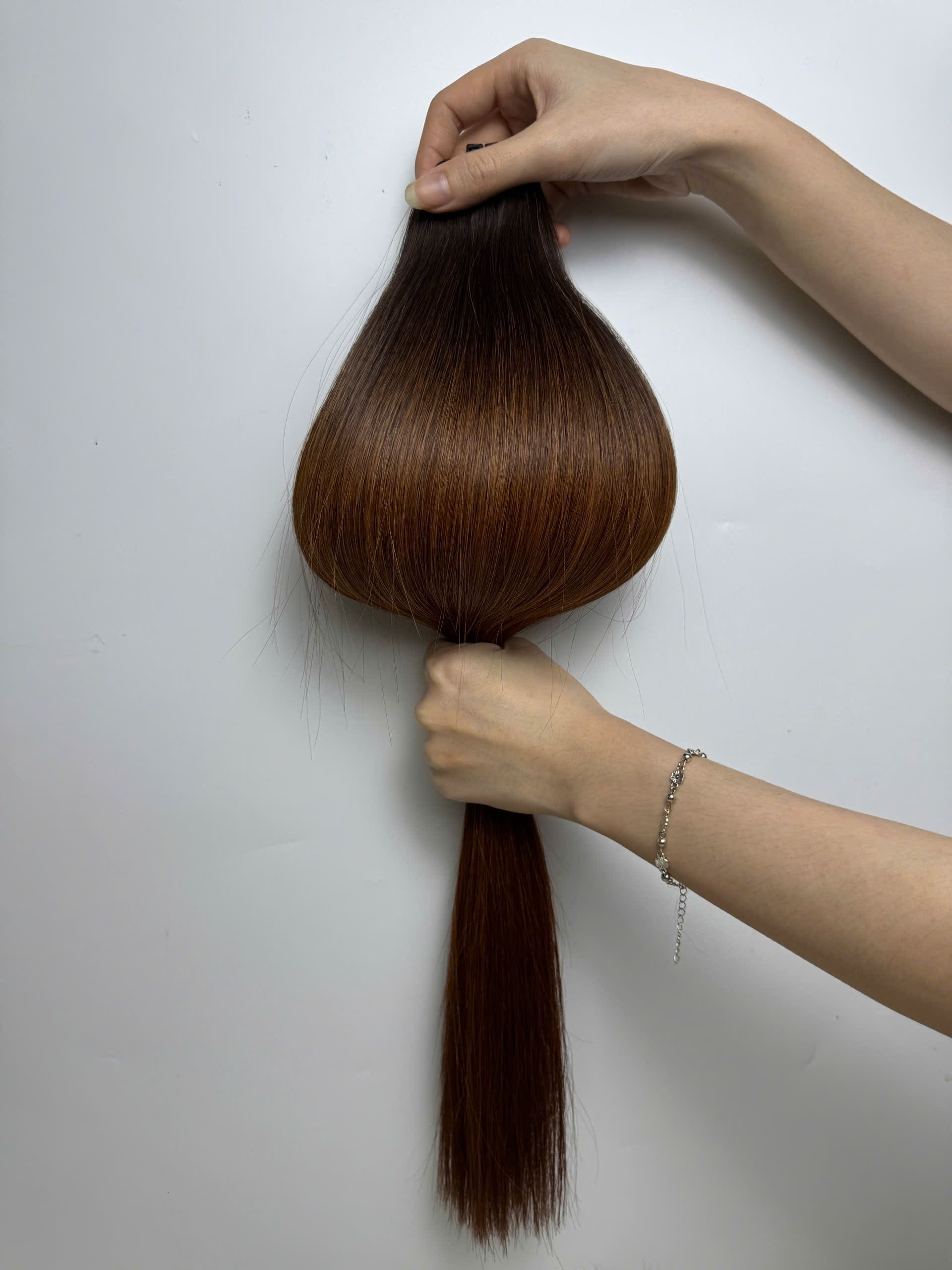 Bone Straight Machine Weft Hair Extensions 24 Inch Ombre Brown Dark Roots Color 3 Ombre Dark Brown Bone Straight Machine Weft Hair Extensions