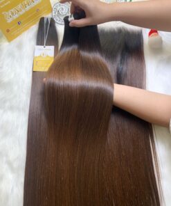 26 Inch Ombre Dark Brown Bone Straight Machine Weft Hair Extensions