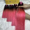 Bone Straight Machine Weft Hair Extensions 26 Inch Ombre Pink Dark Roots Color 11 26 Inch Ombre Pink Bone Straight Machine Weft Hair Extensions