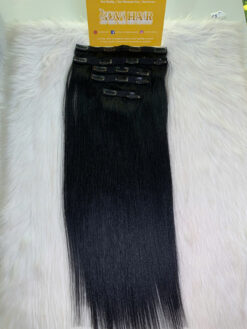 Alternative view of Clip In Hair Extensions 1B Natural Color Raw Hair