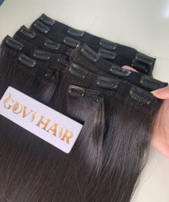 22 Inch Straight #1B Natural Black Color Clip In Hair Extensions 100% Raw Hair 12 Clip in hair extensions natural color made from Vietnamese hair
