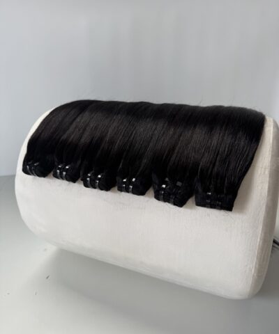 Bone Straight Machine Weft Hair Extensions 22 Inch #1 Jet Black