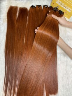 Bone Straight Machine Weft Hair Extensions 22 Inch Orange Color 5 Bone Straight Machine Weft Hair Extensions 22 Inch Orange Color
