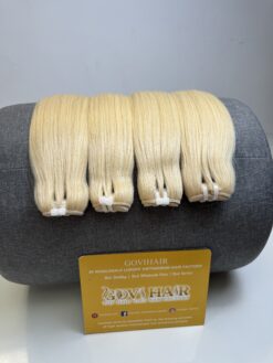 Bone Straight Machine Weft Hair Extensions 24 Inch #60 Blonde Color 8 Machine Weft Hair Extensions 24 Inch #60 Blonde