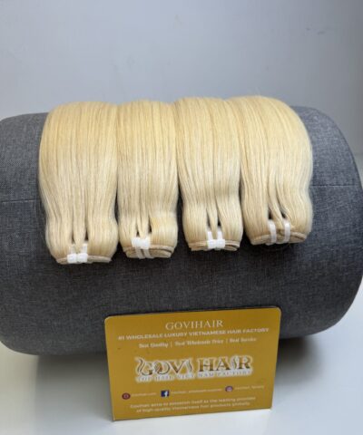 Bone Straight Machine Weft Hair Extensions 24 Inch #60 Blonde Color 8 Machine Weft Hair Extensions 24 Inch #60 Blonde
