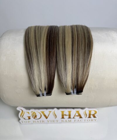 Bone Straight Machine Weft Hair Extensions 26 Inch Mix Piano Blonde Color 10 Machine Weft Hair Extensions 26 Inch Mix Piano Blonde