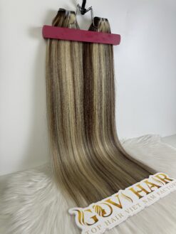 Bone Straight Machine Weft Hair Extensions 26 Inch Mix Piano Blonde Color