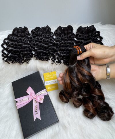 Bouncy Curly Double Machine Weft Hair Extensions 22 Inch Mix Piano Color 7 Bouncy Curly Machine Weft Hair Extensions 22 Inch Mix Piano Color