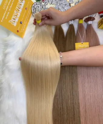 Natural Straight Bulk Human Hair Light Blonde Color Raw Vietnamese Hair