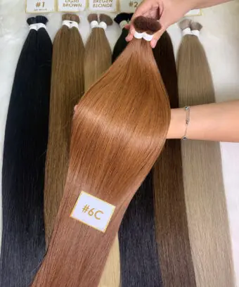 Bulk Hair Extensions #6 Color Premium Vietnamese Hair