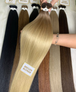 Straight Bulk Human Hair for Braiding 22 Inch Bergen Blonde Color 6 Straight Bulk Human Hair for Braiding Bregen Blonde Color