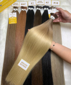 Straight Bulk Human Hair for Braiding 22 Inch Bergen Blonde Color 7 Bulk Hair Extensions Bregen Blonde Color Premium Vietnamese Hair