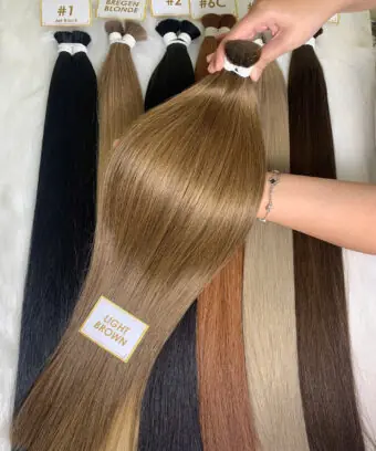 Bulk Hair Extensions Ligh Brown Color Premium Vietnamese Hair