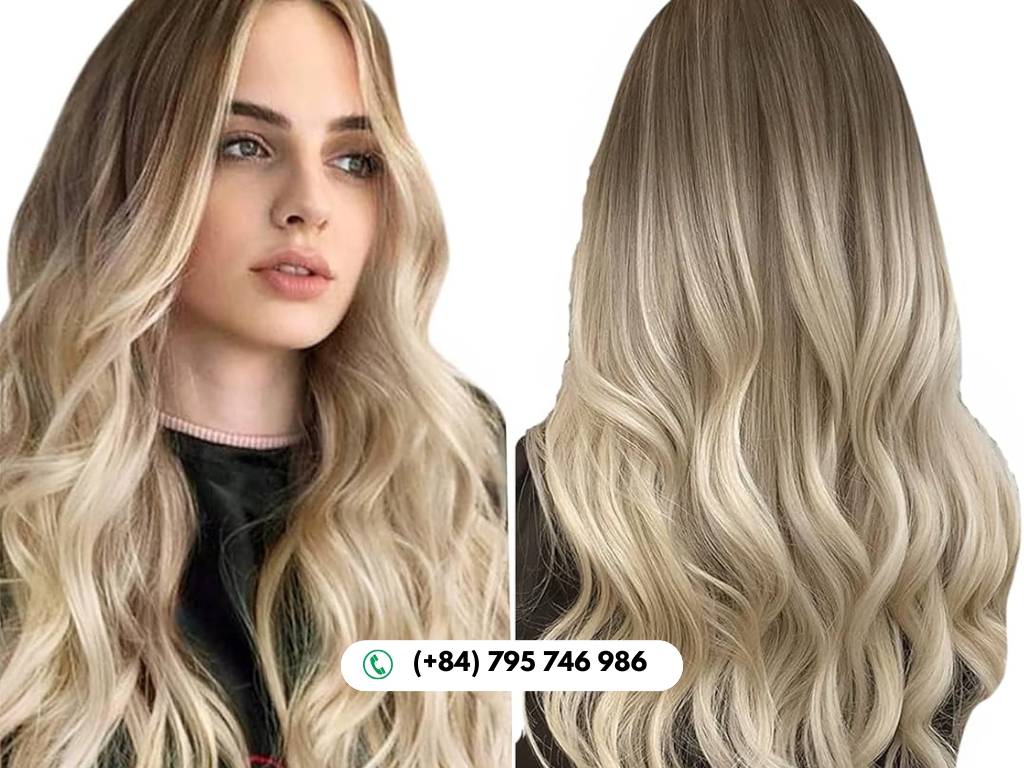 Raw Vietnamese Clip In Hair Extensions Ombre Blonde Color