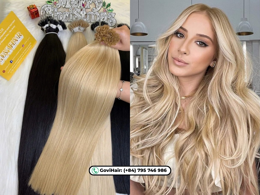 Each small V-shaped bond wraps around individual hair sections