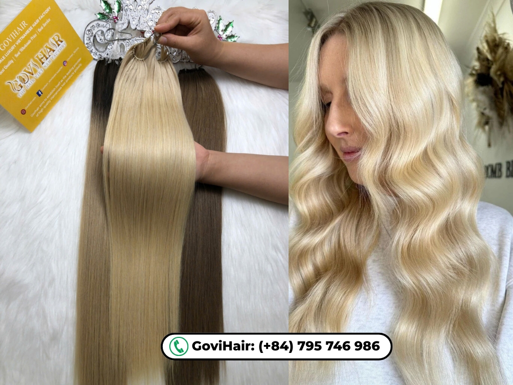 Feather Weft Hair Extensions Blonde Color For Hair Salon 12 Each strand moves naturally and blends beautifully.