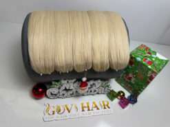 Alternative view of Feather Weft Hair Extensions Platinum Color 100% Human Hair