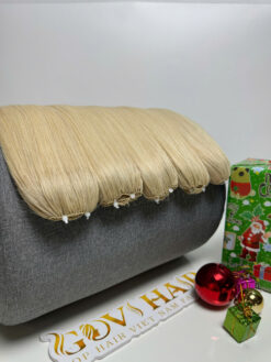 Feather Weft Hair Extensions Platinum Color 100% Human Hair