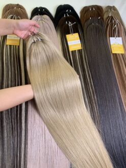 Feather Weft Hair Extensions Platinum Color