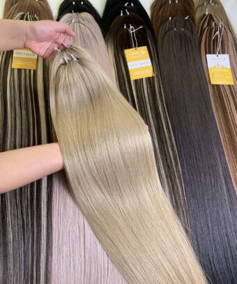 Feather Weft Hair Extensions Platinum Color
