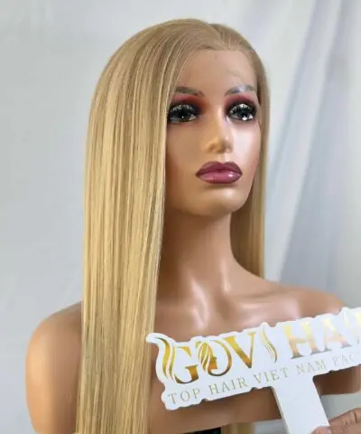 Human Hair Full Lace Wigs Blonde Color.