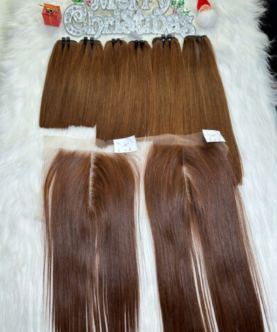 HD Lace Closure 5x5 Middle Part Bone Straight 16 Inch #4 Chocolate Brown Color 5 HD Lace Closure 5x5 Dark Brown Color Vietnamese Hair Bone Straight