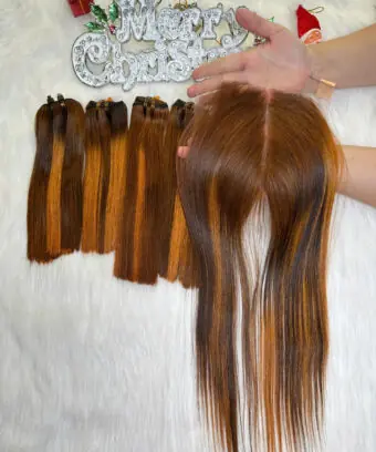 HD Lace Closure 5x5 Mix Piano Color Vietnamese Hair Bone Straight