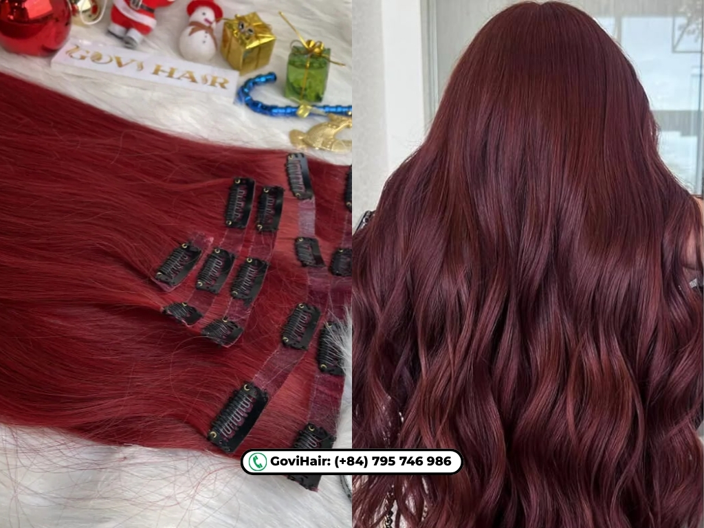20 Inch Straight Red Wine Color Seamless Clip In Hair Extensions Full Volume 8 Red wine clip-ins let you experiment with many hairstyles.