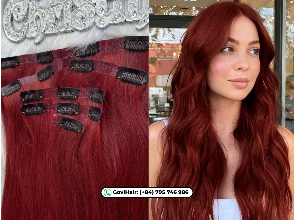 20 Inch Straight Red Wine Color Seamless Clip In Hair Extensions Full Volume 6 The deep burgundy hue complements many skin tones and adds warmth and depth.