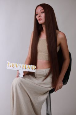 Human Hair Closure wig 5*5 HD Lace Bone straight Dark Brown color