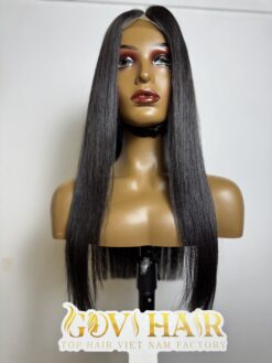 human hair closure wig bone straight 2x6 hd lace natural black color