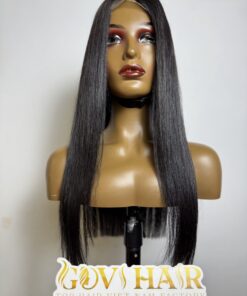 human hair closure wig bone straight 2x6 hd lace natural black color