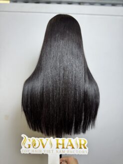 human hair closure wig bone straight 2x6 hd lace natural black color