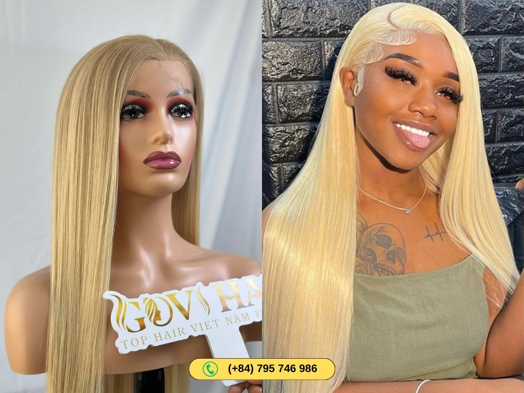 100% Human Hair Full Lace Wigs Blonde Color 10 Human Hair Full Lace Wigs Blonde Color